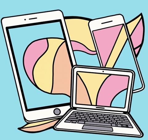 Elderly person happily learning on an iPad